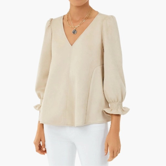 TUCKERNUCK Bone Suede Easton Blouse Swing Top Size S - Picture 1 of 15